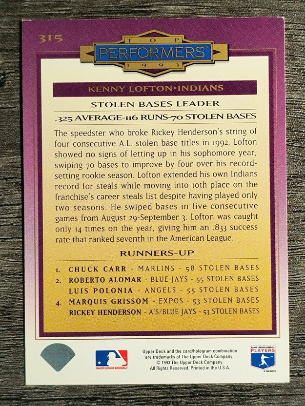 1994 Collector's Choice #315 Kenny Lofton TP