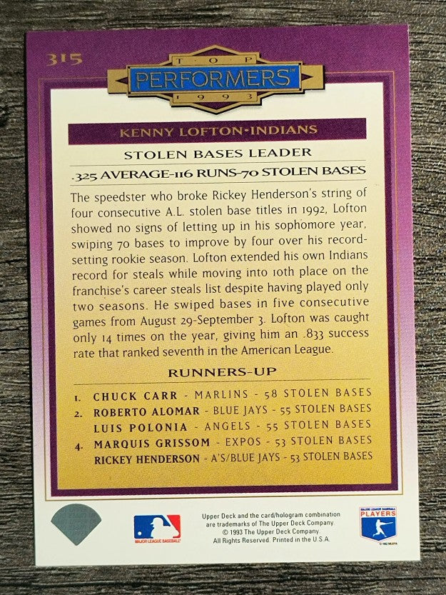 1994 Collector's Choice #315 Kenny Lofton TP