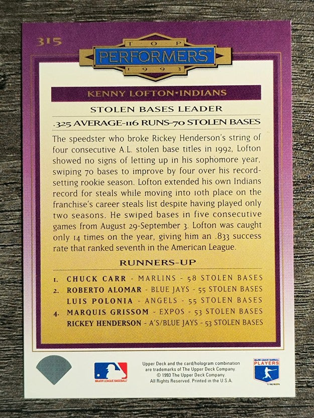 1994 Collector's Choice #315 Kenny Lofton TP