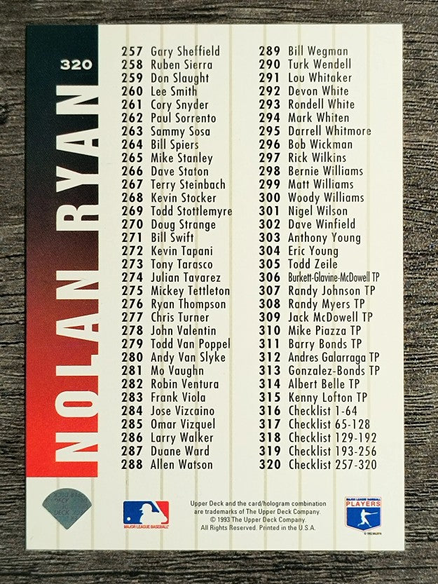 1994 Collector's Choice #320 Nolan Ryan CL