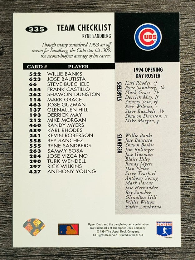 1994 Collector's Choice #335 Ryne Sandberg TC