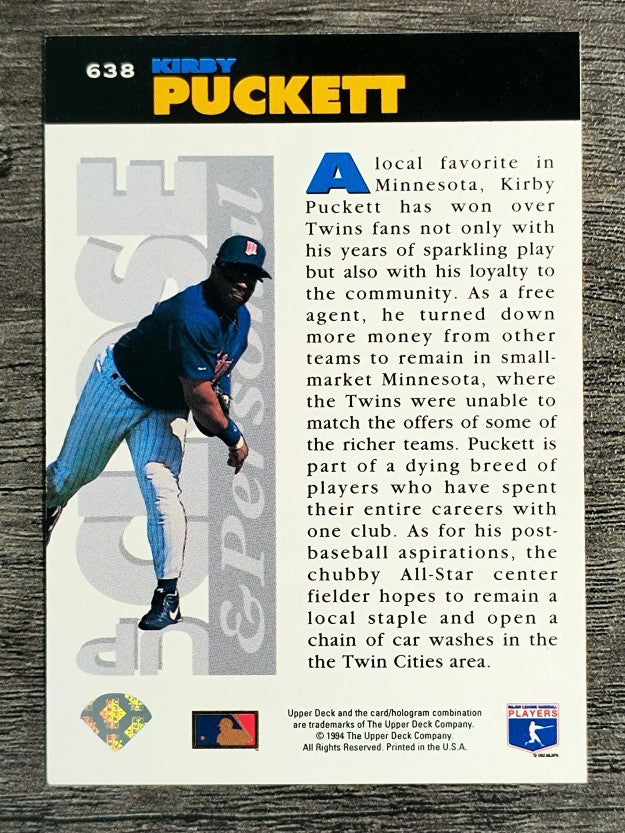 1994 Collector's Choice #638 Kirby Puckett UP