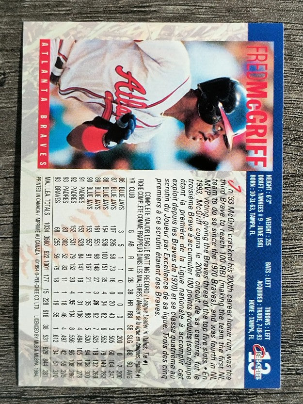 1994 O-Pee-Chee #13 Fred McGriff