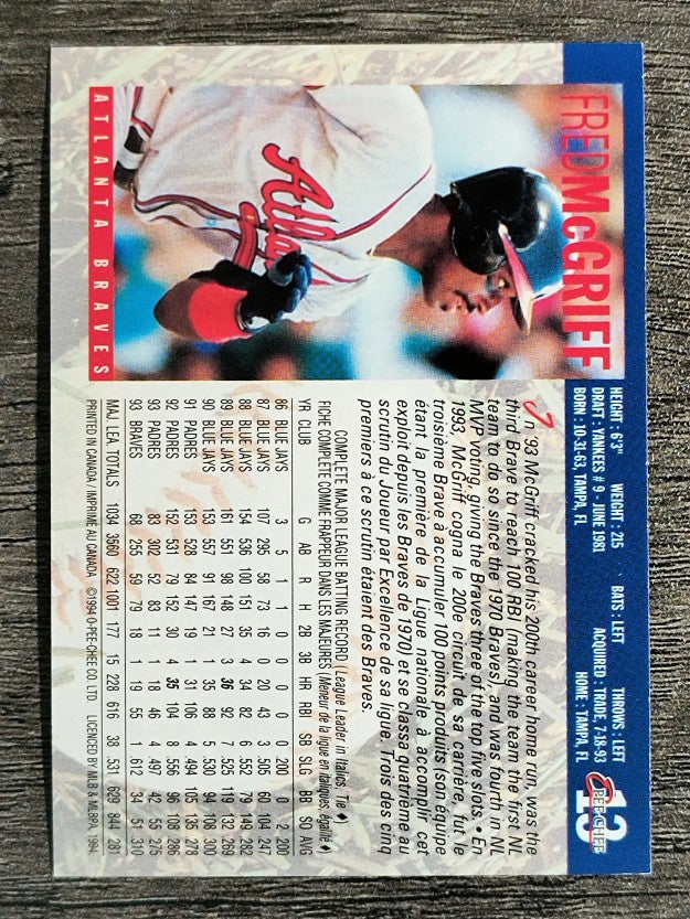 1994 O-Pee-Chee #13 Fred McGriff