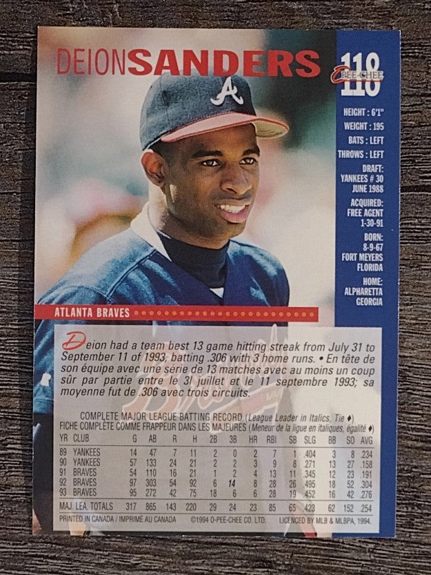 1994 O-Pee-Chee #118 Deion Sanders