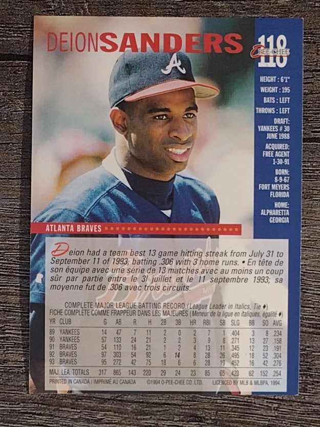 1994 O-Pee-Chee #118 Deion Sanders
