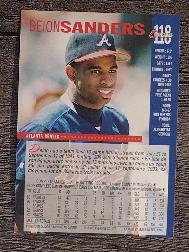 1994 O-Pee-Chee #118 Deion Sanders