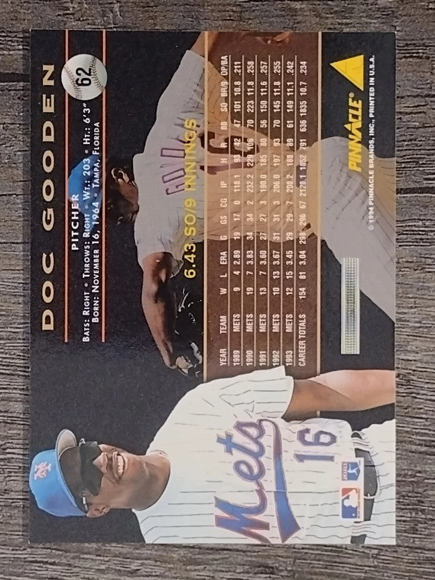 1994 Pinnacle #62 Dwight Gooden