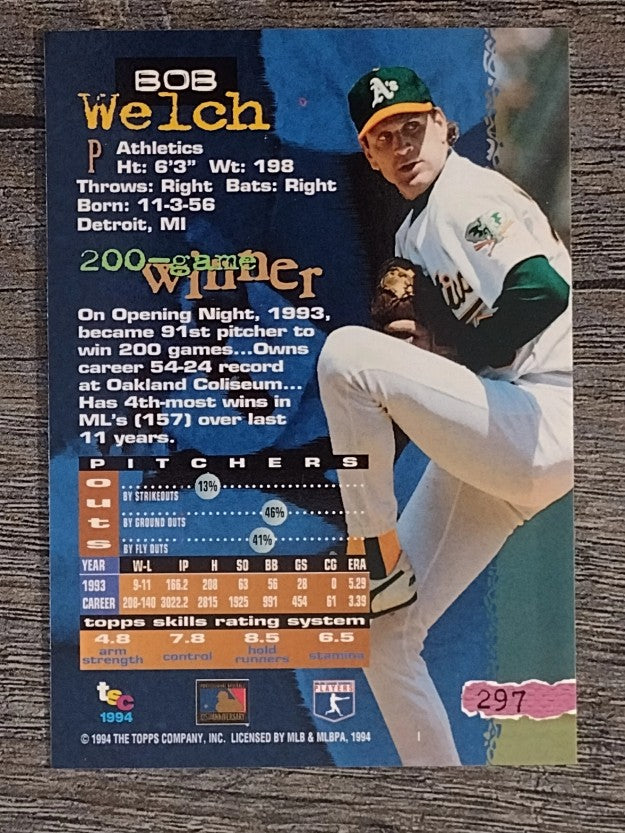 1994 Stadium Club #297 Bob Welch