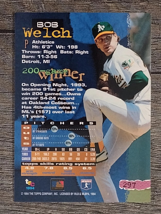 1994 Stadium Club #297 Bob Welch