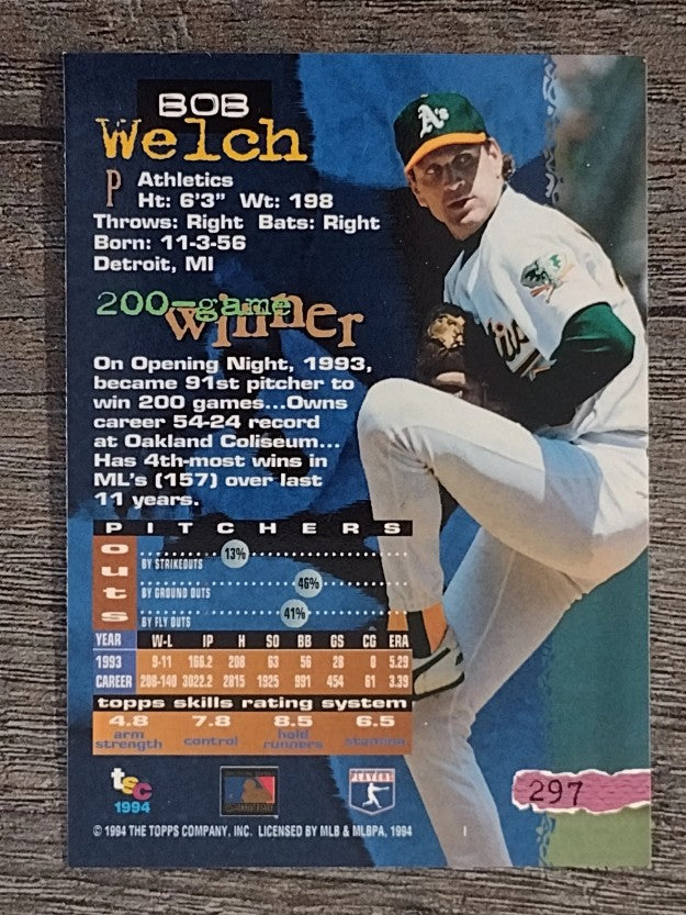 1994 Stadium Club #297 Bob Welch