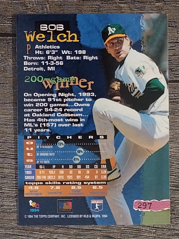 1994 Stadium Club #297 Bob Welch