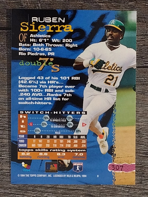 1994 Stadium Club #307 Ruben Sierra