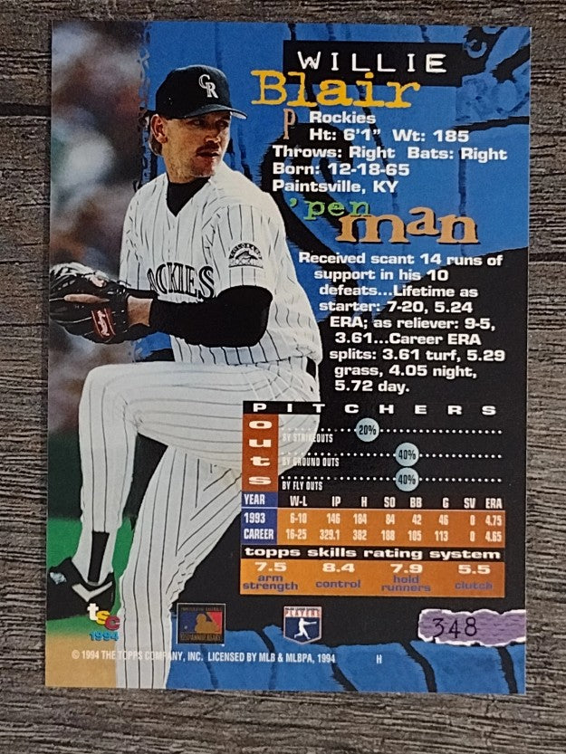 1994 Stadium Club #348 Willie Blair
