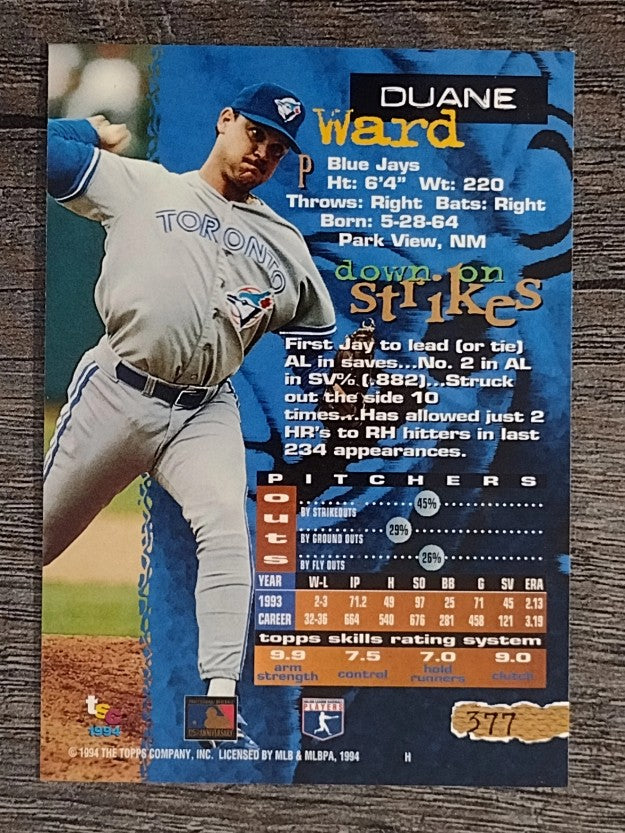 1994 Stadium Club #377 Duane Ward