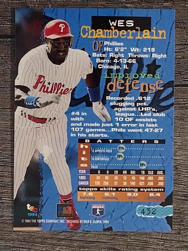 1994 Stadium Club #432 Wes Chamberlain