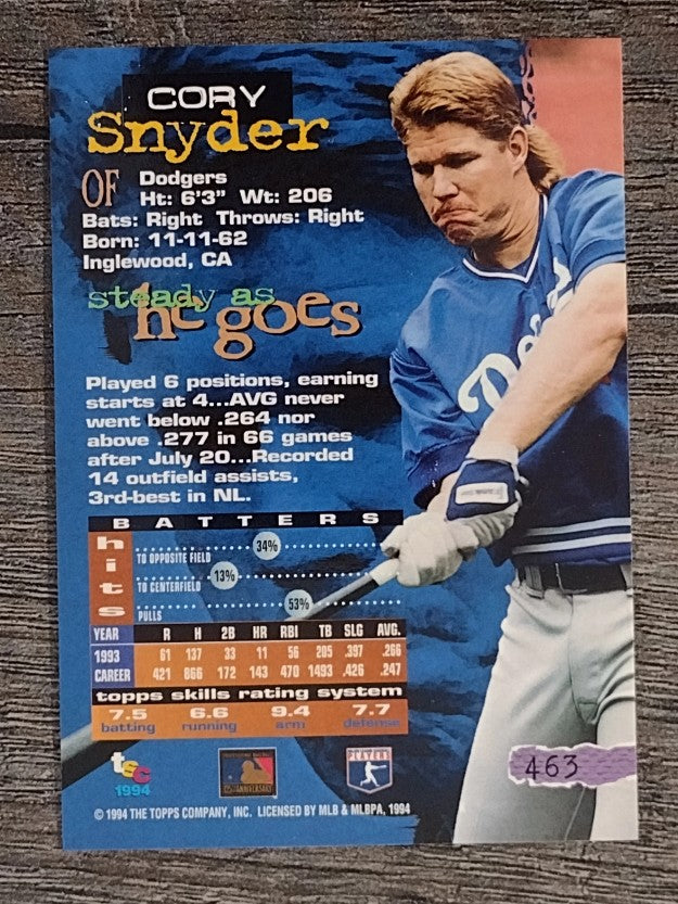 1994 Stadium Club #463 Cory Snyder