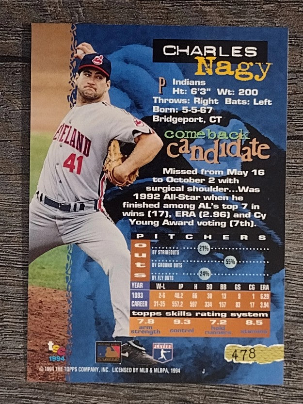 1994 Stadium Club #478 Charles Nagy