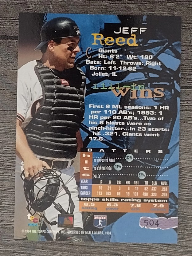 1994 Stadium Club #504 Jeff Reed