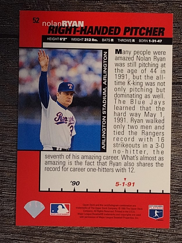 1995 Collector's Choice #52 Nolan Ryan B90