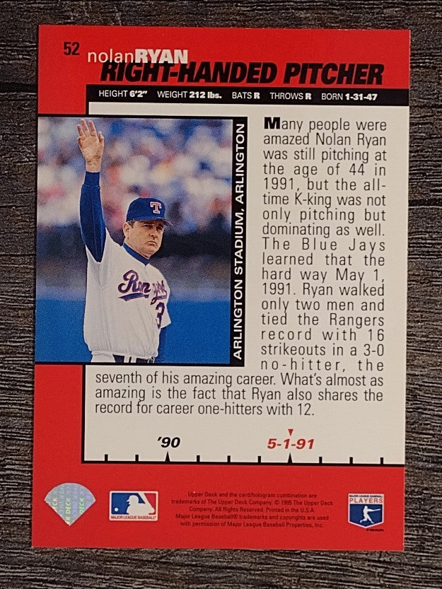 1995 Collector's Choice #52 Nolan Ryan B90