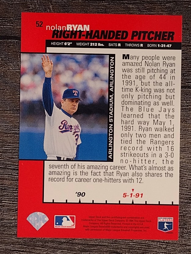 1995 Collector's Choice #52 Nolan Ryan B90