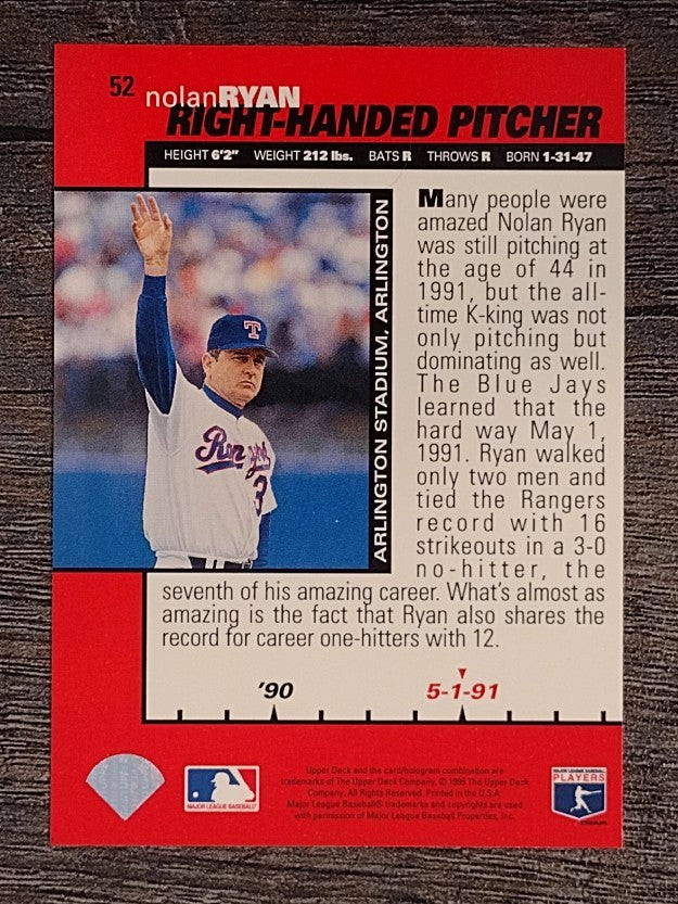 1995 Collector's Choice #52 Nolan Ryan B90