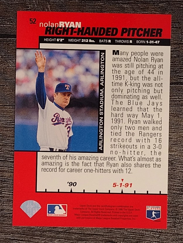 1995 Collector's Choice #52 Nolan Ryan B90