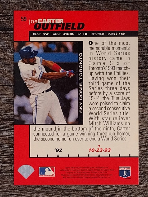 1995 Collector's Choice #59 Joe Carter B90