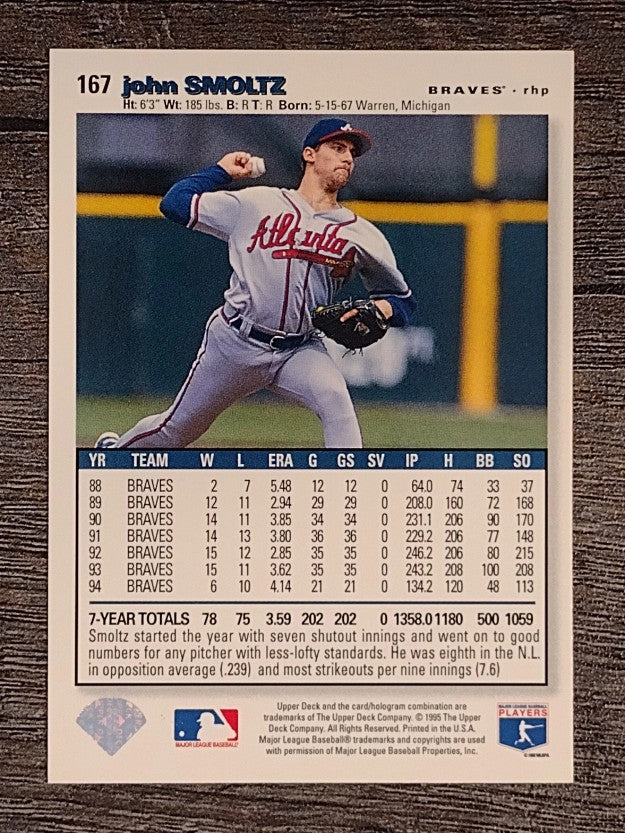 1995 Collector's Choice #167 John Smoltz