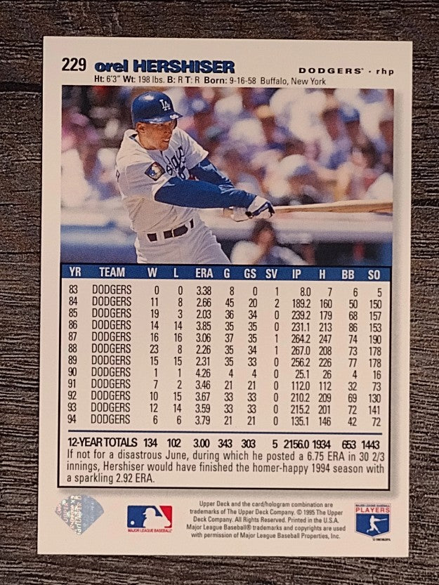 1995 Collector's Choice #229 Orel Hershiser