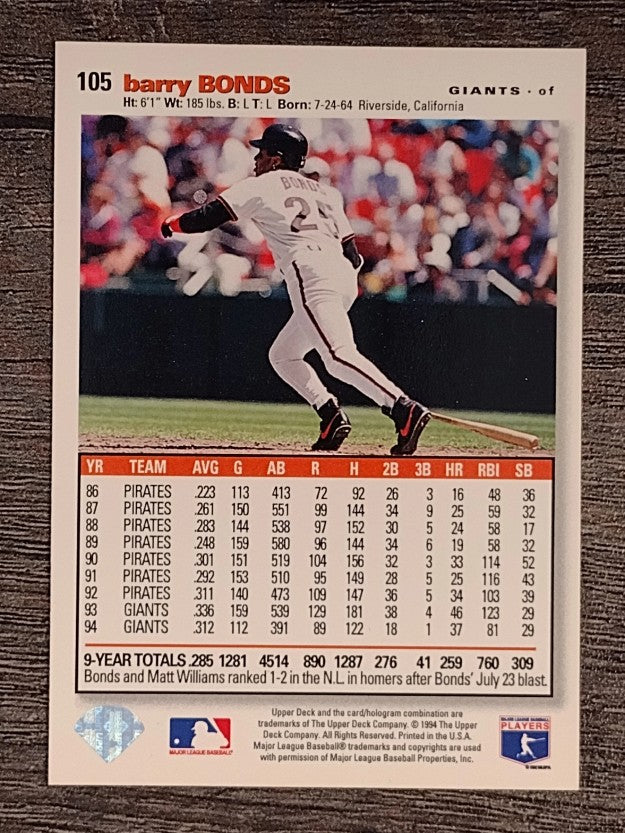 1995 Collector's Choice SE #105 Barry Bonds