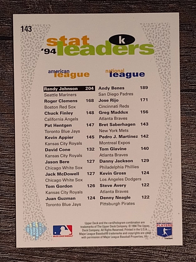 1995 Collector's Choice SE #143 Randy Johnson STL