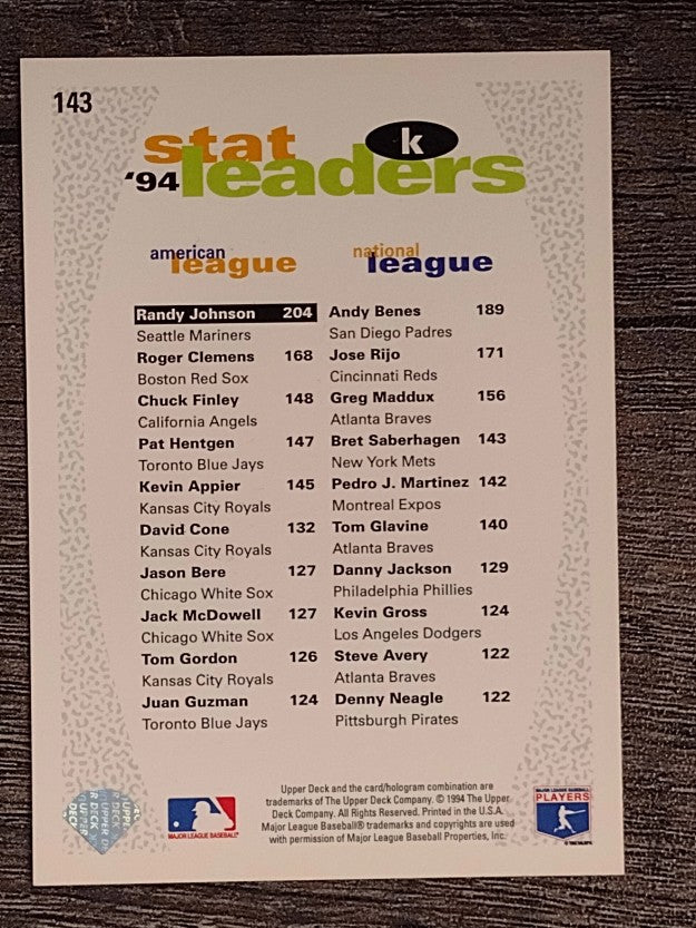 1995 Collector's Choice SE #143 Randy Johnson STL
