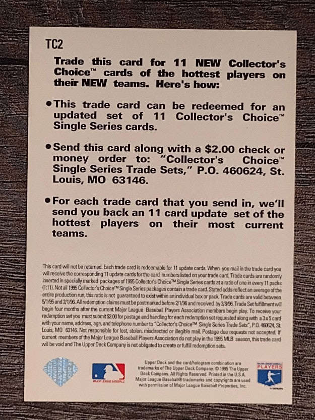 1995 Collector's Choice Trade Cards #TC2 David Cone