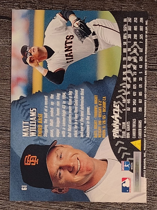 1995 Pinnacle #61 Matt Williams