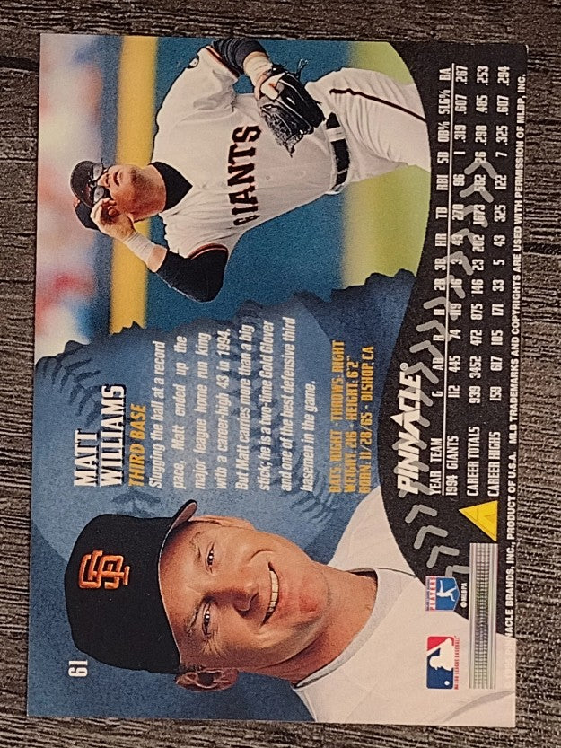 1995 Pinnacle #61 Matt Williams