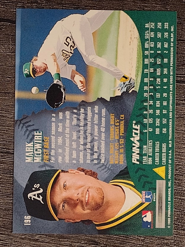 1995 Pinnacle #196 Mark McGwire