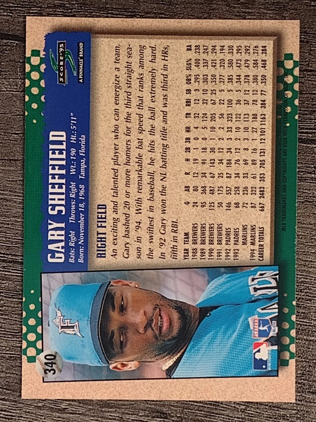 1995 Score #340 Gary Sheffield