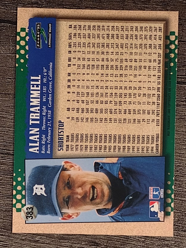 1995 Score #383 Alan Trammell
