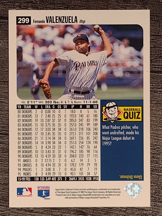 1996 Collector's Choice Silver Signature #299 Fernando Valenzuela