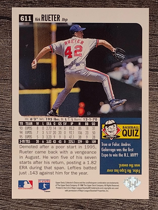 1996 Collector's Choice Silver Signature #611 Kirk Rueter