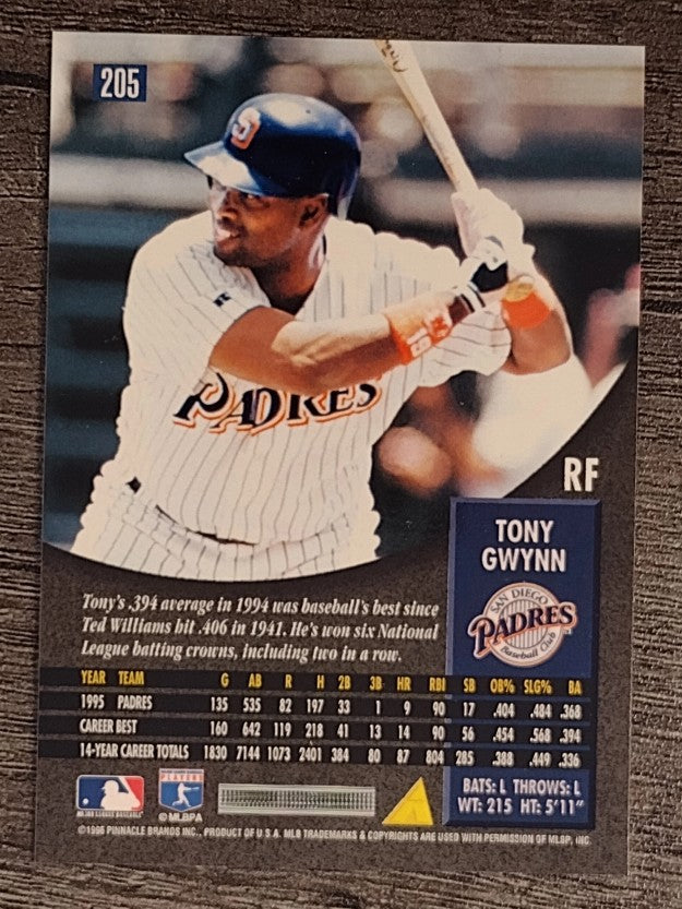 1996 Pinnacle #205 Tony Gwynn