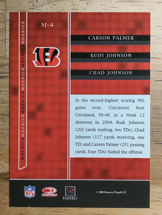 2005 Zenith Mozaics Silver #M4 Carson Palmer/Rudi Johnson/Chad Johnson