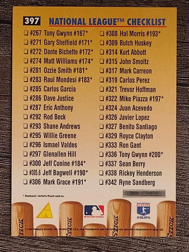 1996 Pinnacle #397 Greg Maddux CL
