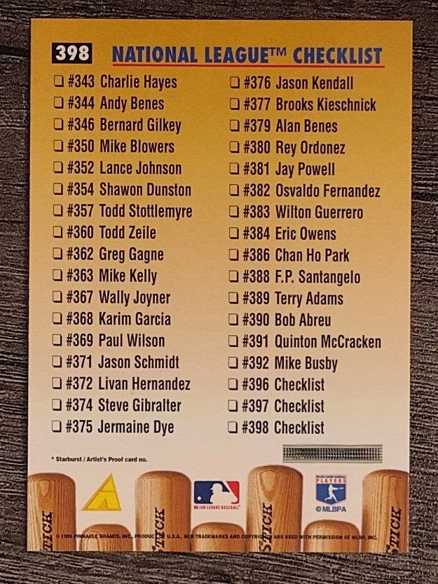 1996 Pinnacle #398 Mike Piazza CL