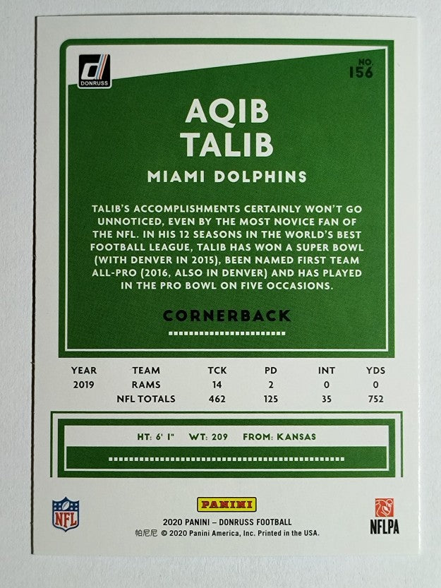 2020 Donruss Press Proof Blue #156 Aqib Talib