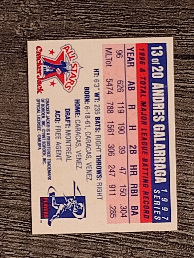 1997 Cracker Jack #13 Andreas Galarraga