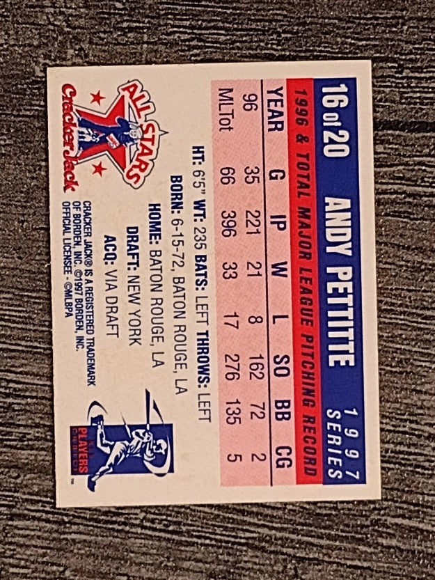 1997 Cracker Jack #16 Andy Pettitte