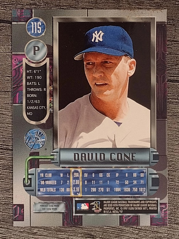1997 Metal Universe #115 David Cone
